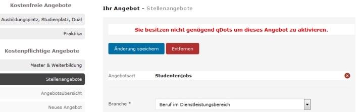 Kann ein kostenpflichtiges Angebot aktiviert werden, wenn keine qDots vorhanden sind? Kann ein kostenpflichtiges Angebot aktiviert werden, wenn keine qDots vorhanden sind?